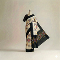 Cream and Black Geometric Ikat Cotton Saree